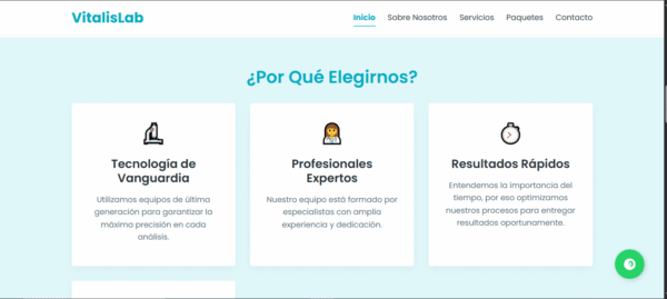 Plantilla Web Laboratorio Clínico : Paquetes y Horarios (HTML/CSS Adaptable)