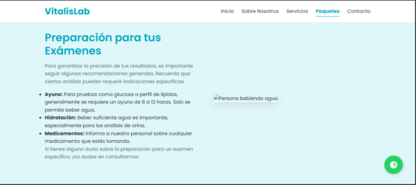 Plantilla Web Laboratorio Clínico : Paquetes y Horarios (HTML/CSS Adaptable)